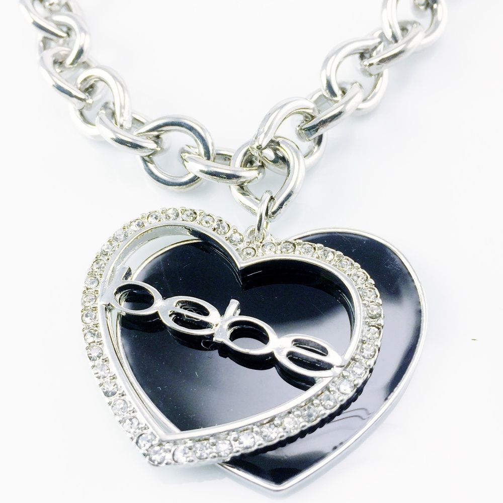 SIGNED BEBE HEART NECKLACE CHAIN SILVER NEW